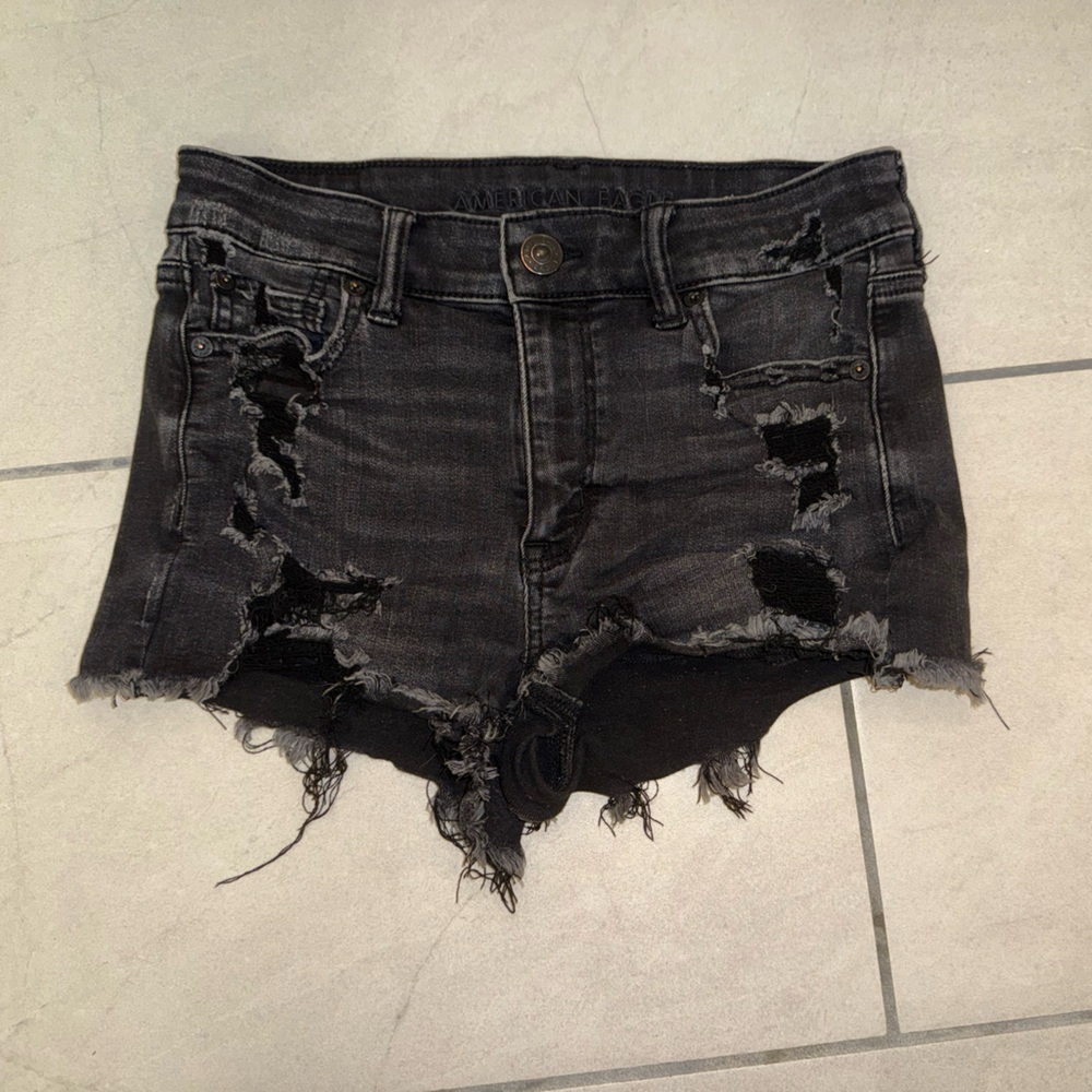 American Eagle Outfitters Ripped Black Jean Shorts